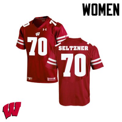 Women's Wisconsin Badgers NCAA #70 Josh Seltzner Red Authentic Under Armour Stitched College Football Jersey WW31K56SC